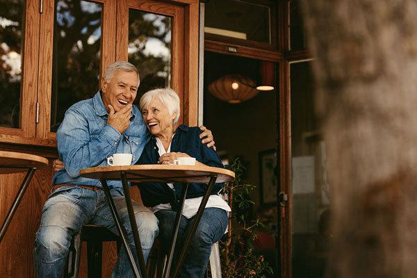 older couple enjoying a day out for coffees